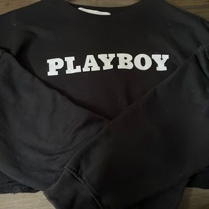 Playboy black cropped hoodie